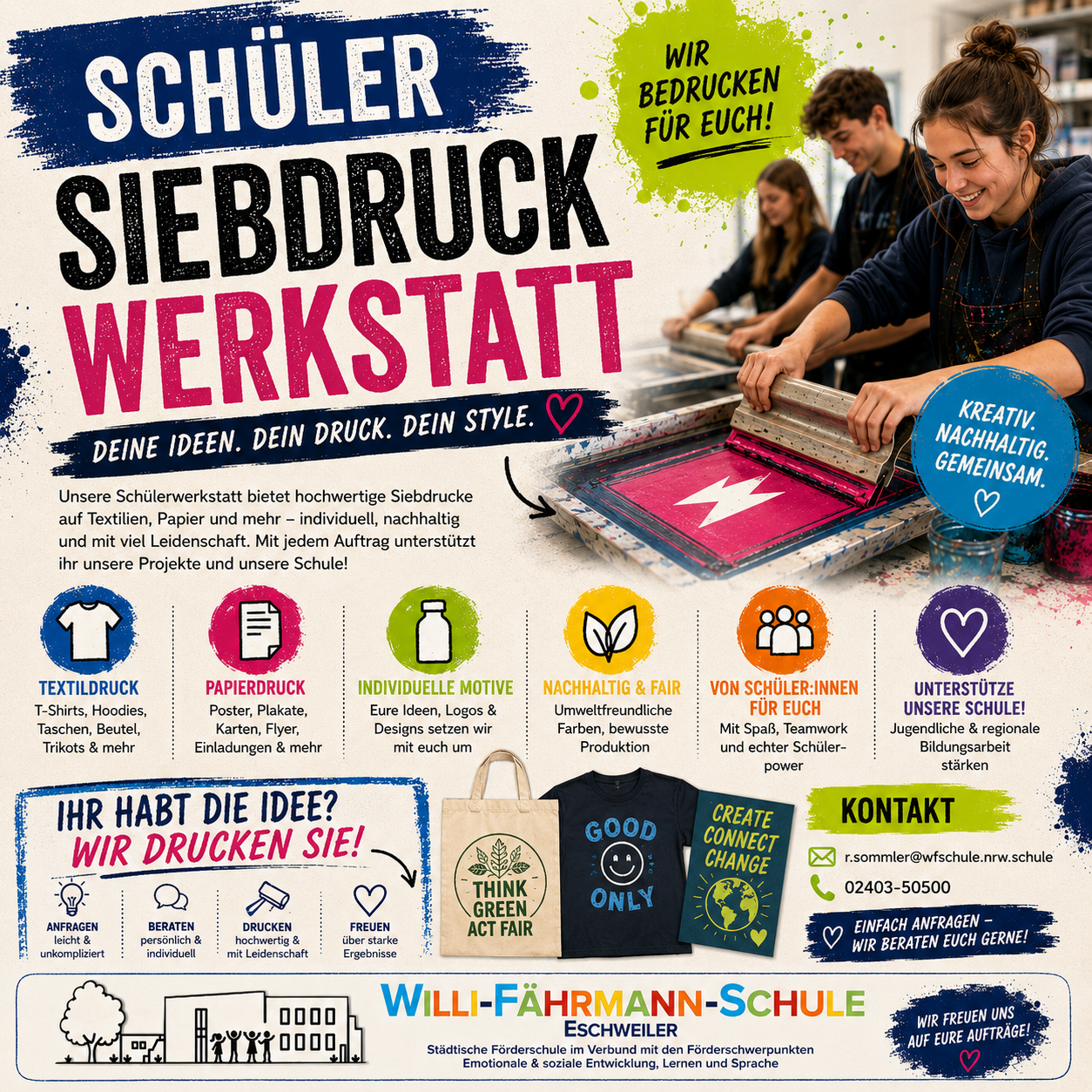 Schüler-Siebdruckwerkstatt – Wir drucken eure Ideen!